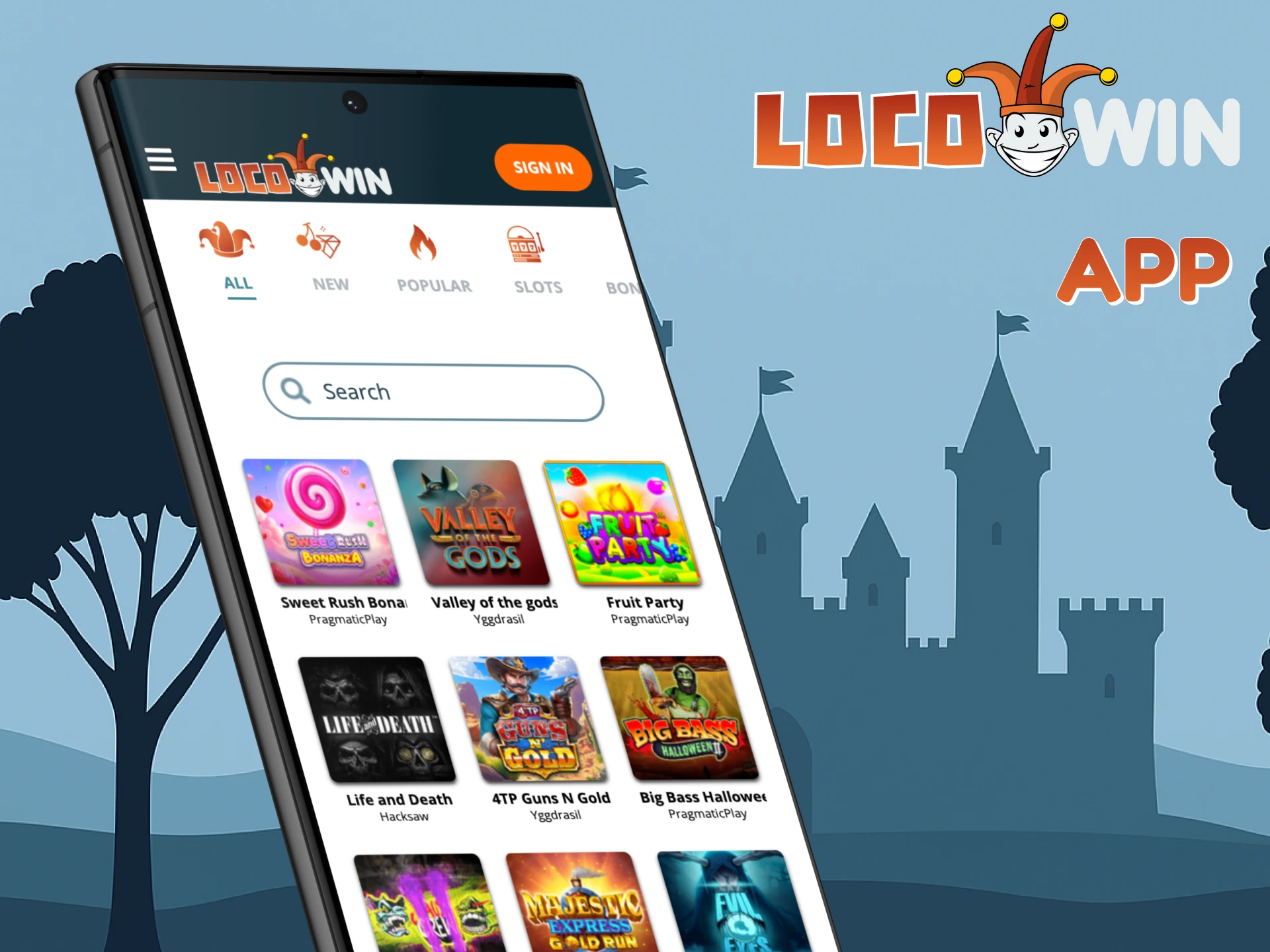 Play thousands of casino games on Locowin app.