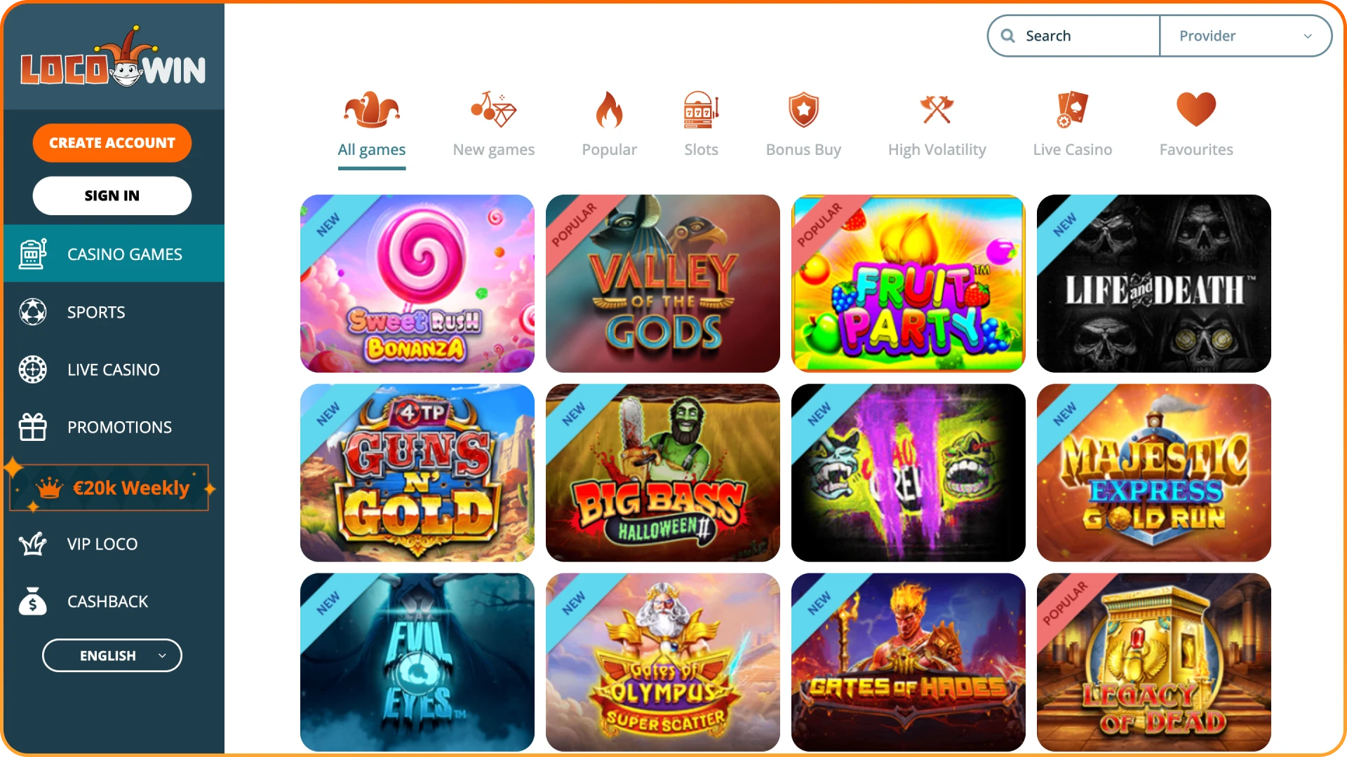 Spin endless slots and win jackpots at Locowin.
