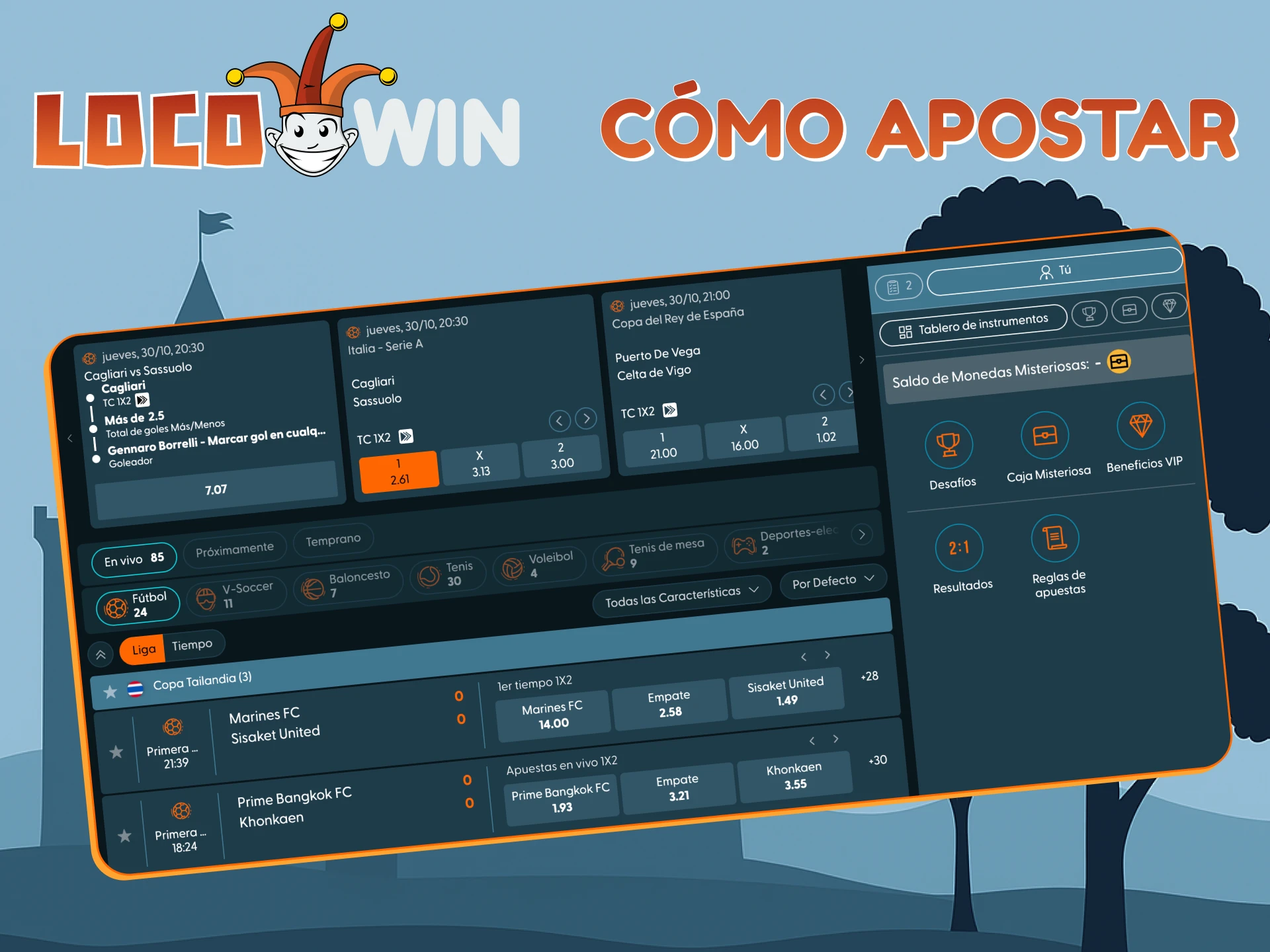 Una ventana de apuestas en el sitio web de Locowin.