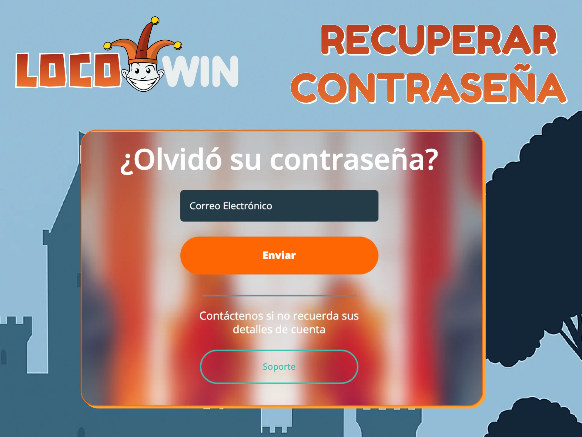 Captura de pantalla de la sección de recuperación de contraseña.