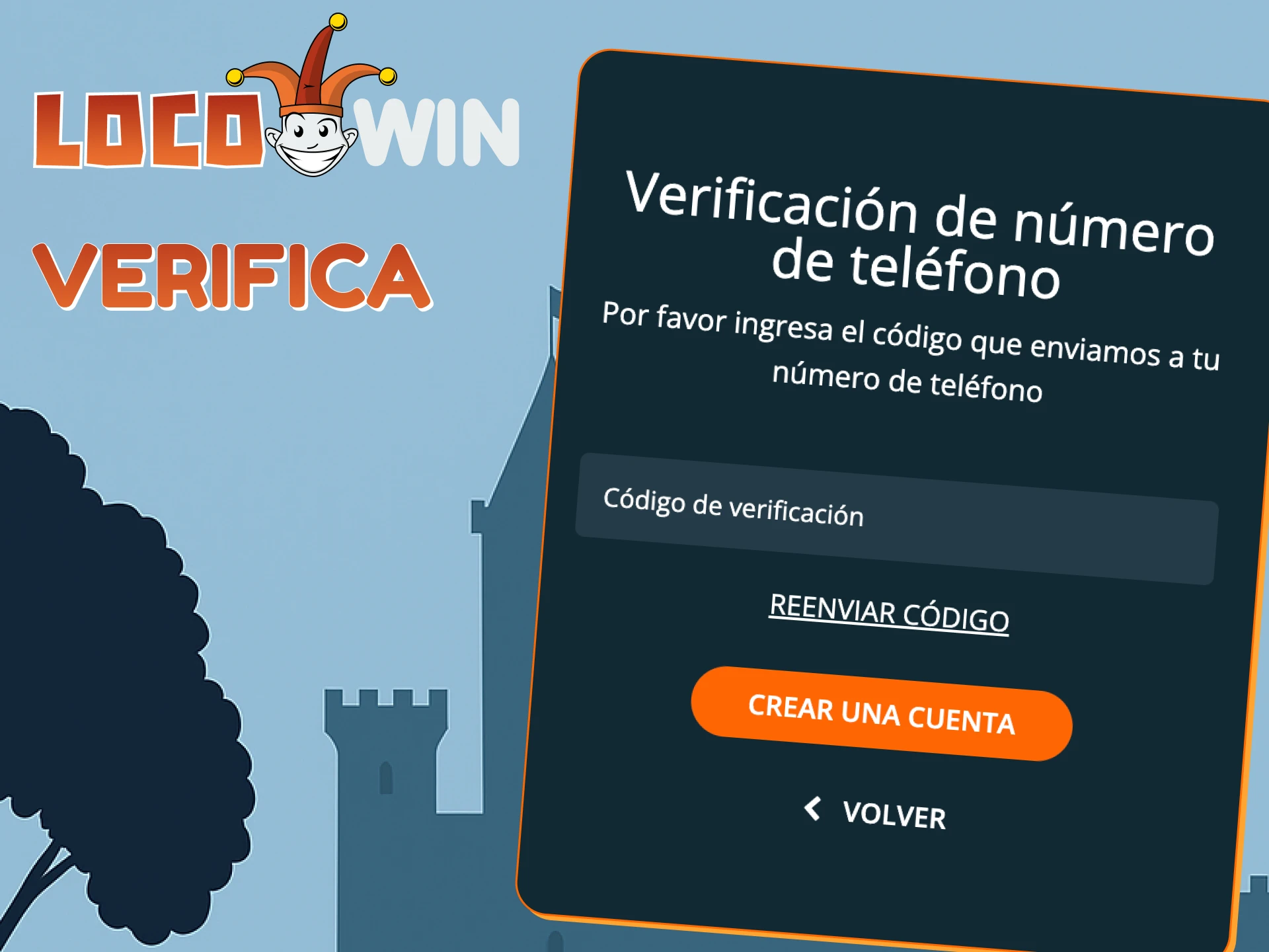 Un bloque de verificación de tu número de teléfono en Locowin