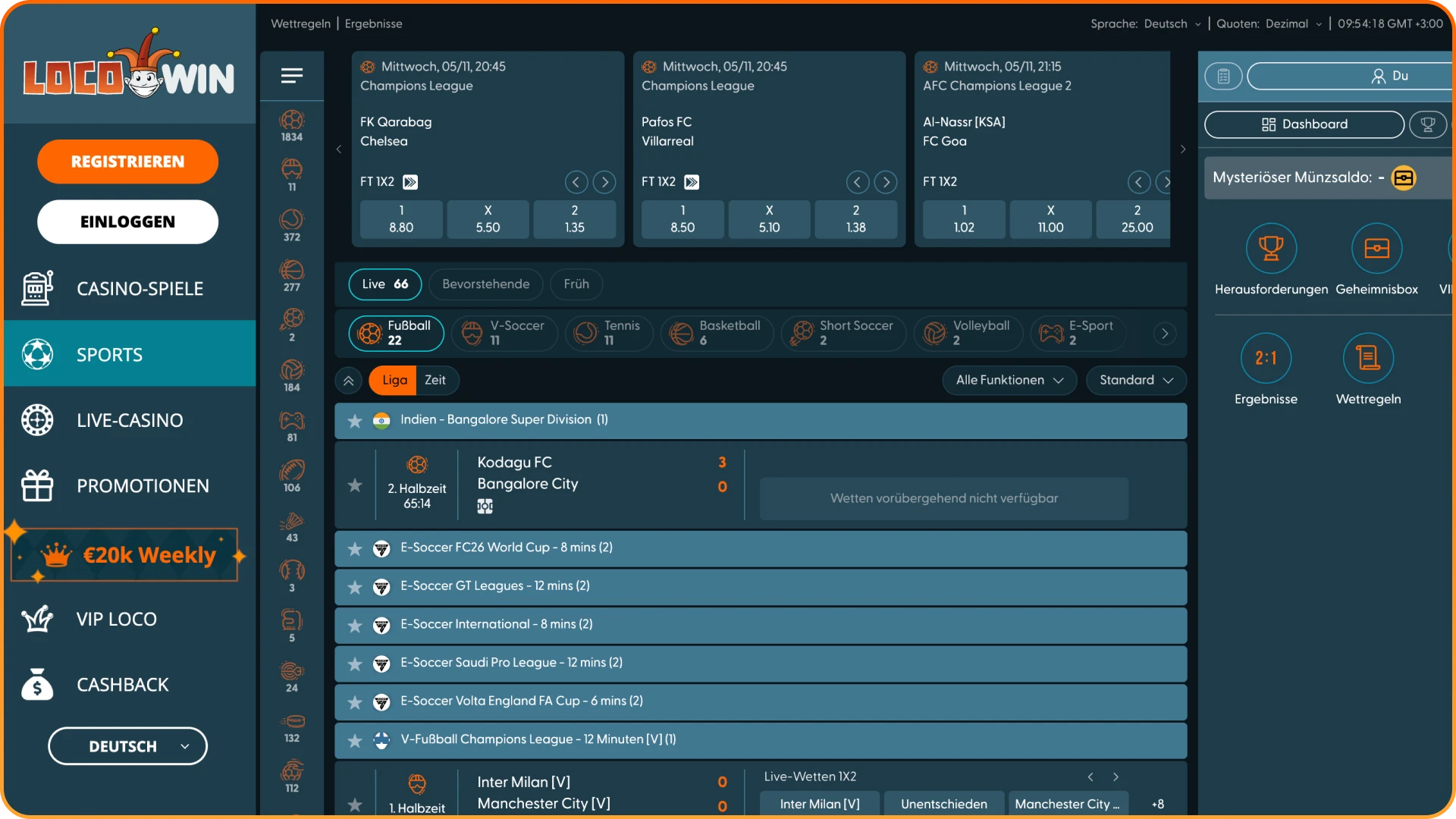 Setze auf Sport und gewinne bei Locowin.